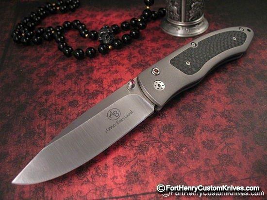 Arno Bernard - Button Lock Titanium Folder w/Carbon Fiber Inlay