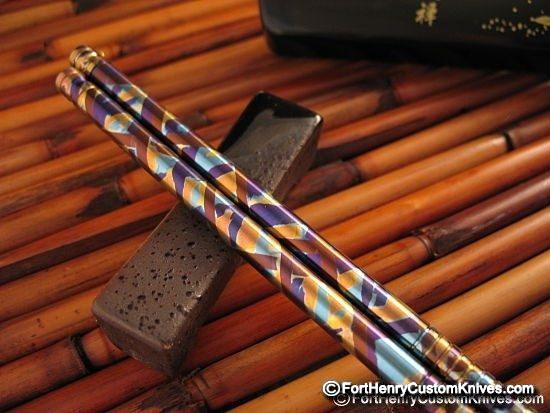 Alan Folts - Titanium Chopsticks ~ Gold N Leather