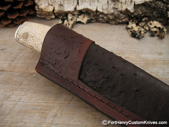 HTS-7 Damascus FEATHER Bowie // Custom // WENGE Wood Handle Amazing grains  // Damascus Fittings / Feather Forged Pattern // Camp // Hunting