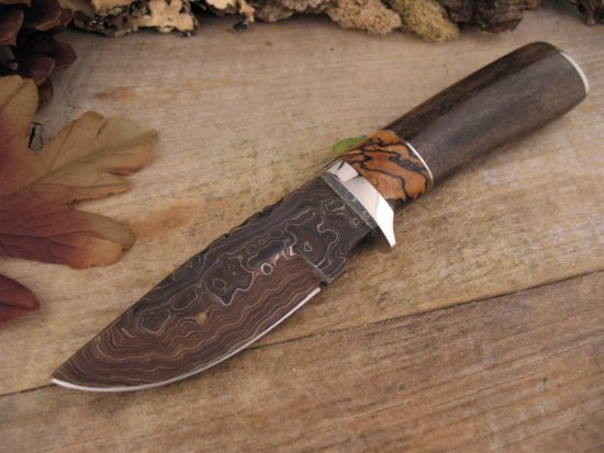 Woolly Mammoth Bone and Damascus Steel Pocket Knife