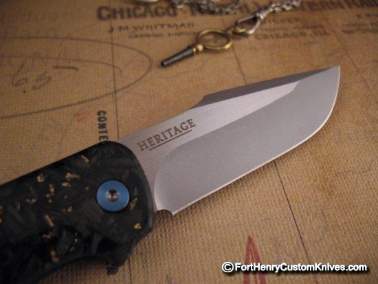 Michael Zieba - NEW - Custom Heritage Slipjoint - M390 Brass & Carbon Fiber - Image 6