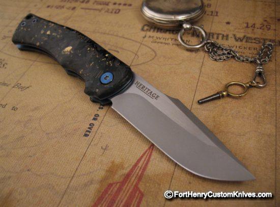 Michael Zieba - NEW - Custom Heritage Slipjoint - M390 Brass & Carbon Fiber - Image 7