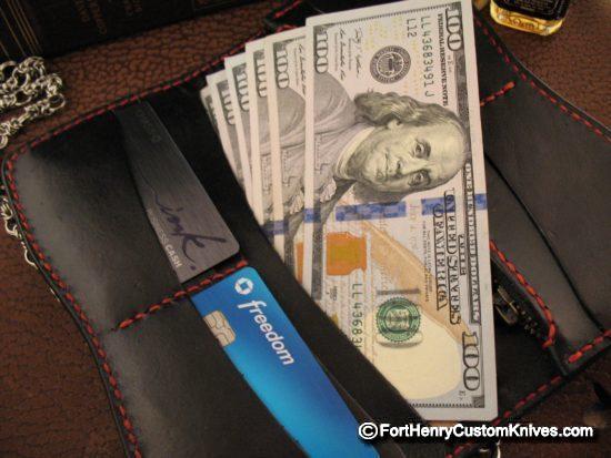 Vardi - Large Custom Leather Wallet - Hidden Knife - w/Chain - Image 5