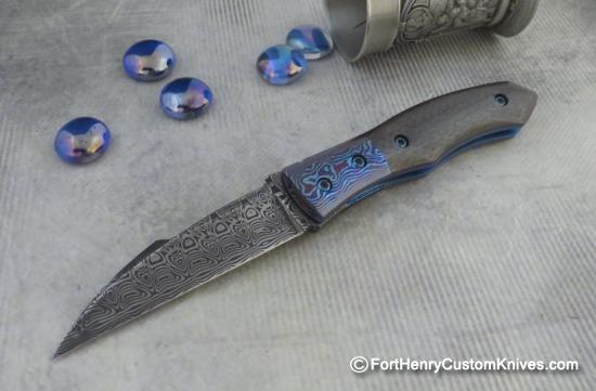Alan Folts - Custom Old School Liner Lock - Damasteel / Timascus
